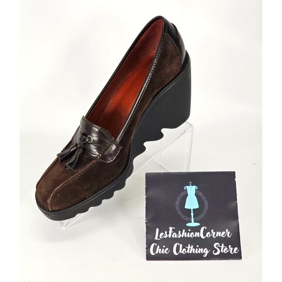 Donald J Pliner Women's Dark Brown Platform Wedges Size 8.5 506 - Picture 10 of 13